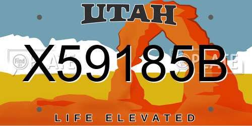 X59185B Utah License Plate