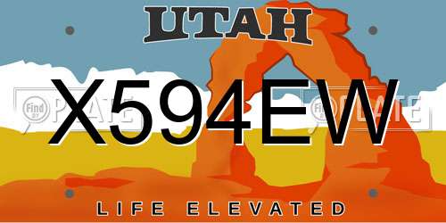 X594EW Utah License Plate
