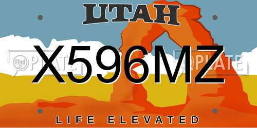 X596MZ Utah License Plate