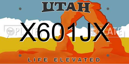 X601JX Utah License Plate
