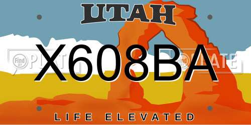 X608BA Utah License Plate