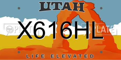 X616HL Utah License Plate