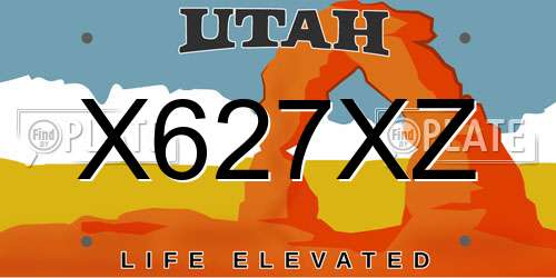 X627XZ Utah License Plate