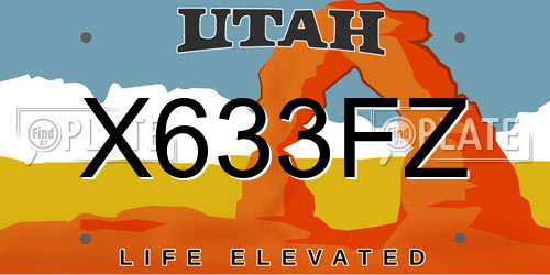 X633FZ Utah License Plate
