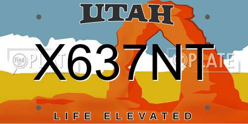 X637NT Utah License Plate