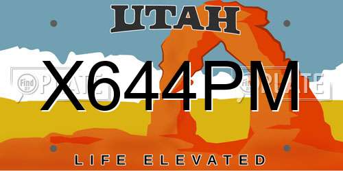 X644PM Utah License Plate