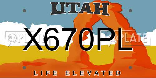 X670PL Utah License Plate