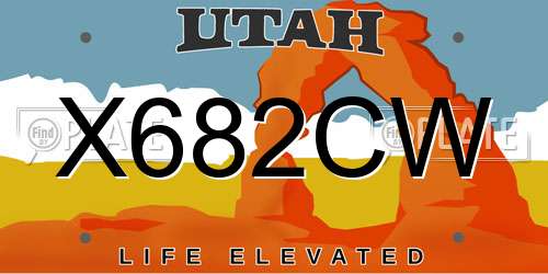 X682CW Utah License Plate