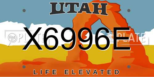 X6996E Utah License Plate
