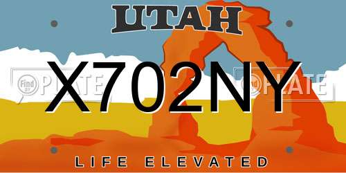 X702NY Utah License Plate