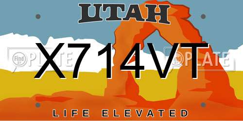 X714VT Utah License Plate