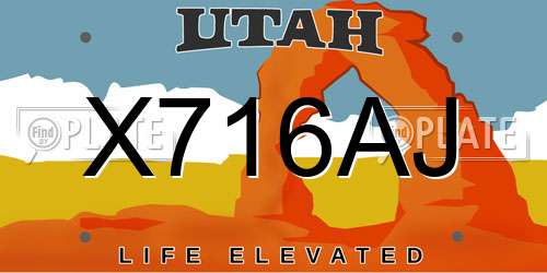X716AJ Utah License Plate