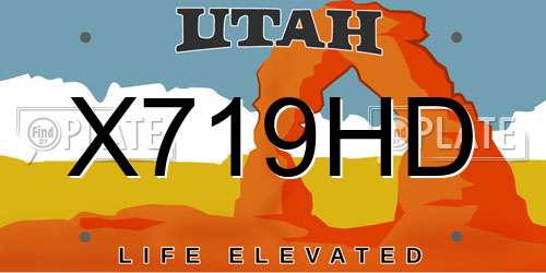 X719HD Utah License Plate