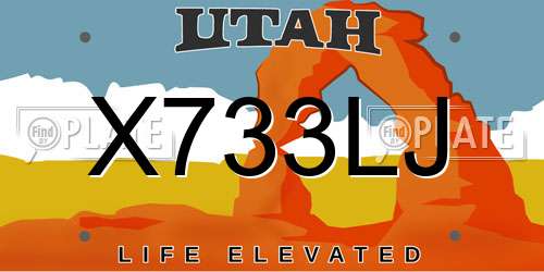 X733LJ Utah License Plate