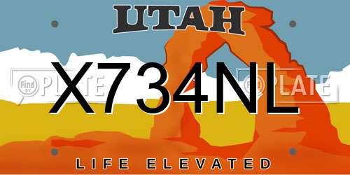 X734NL Utah License Plate