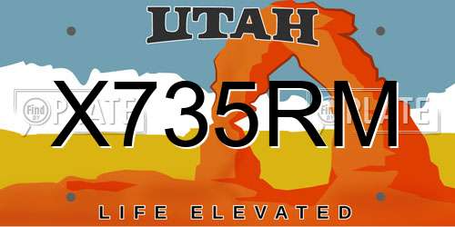 X735RM Utah License Plate