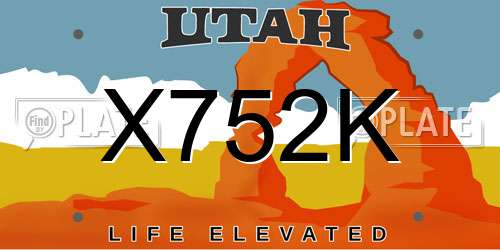 X752K Utah License Plate