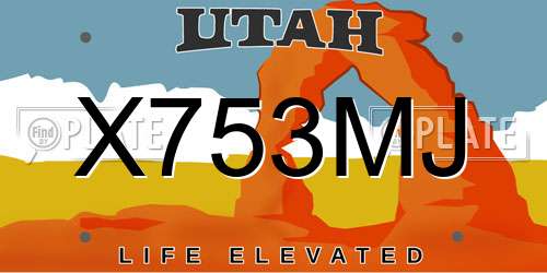 X753MJ Utah License Plate