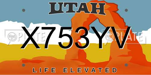 X753YV Utah License Plate
