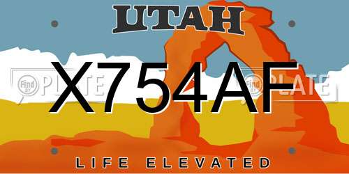 X754AF Utah License Plate