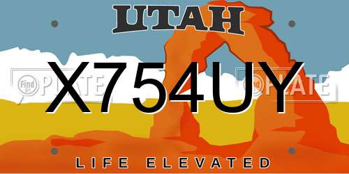 X754UY Utah License Plate