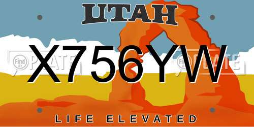 X756YW Utah License Plate