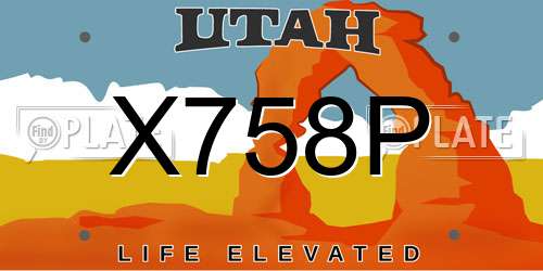 X758P Utah License Plate