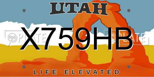 X759HB Utah License Plate