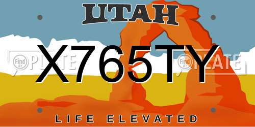 X765TY Utah License Plate