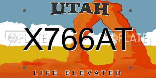 X766AT Utah License Plate