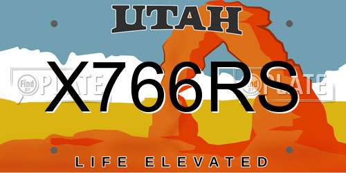 X766RS Utah License Plate
