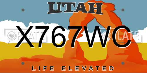X767WC Utah License Plate
