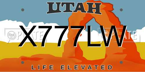 X777LW Utah License Plate