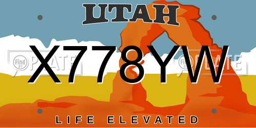 X778YW Utah License Plate