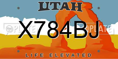 X784BJ Utah License Plate