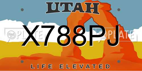 X788PJ Utah License Plate