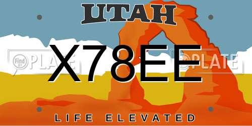 X78EE Utah License Plate