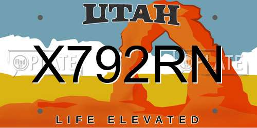 X792RN Utah License Plate