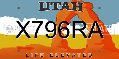 X796RA Utah License Plate