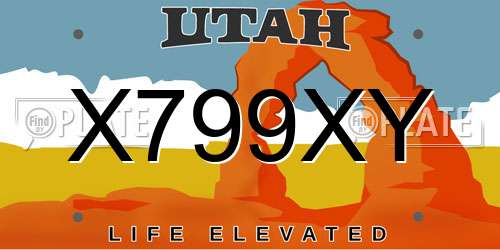 X799XY Utah License Plate