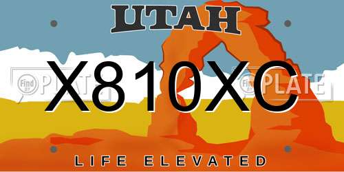 X810XC Utah License Plate