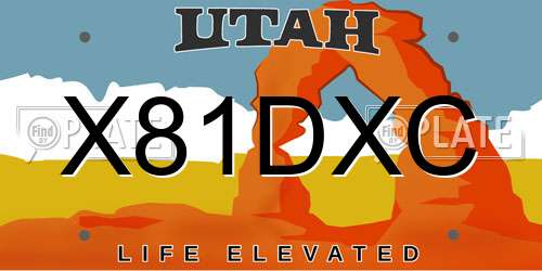 X81DXC Utah License Plate
