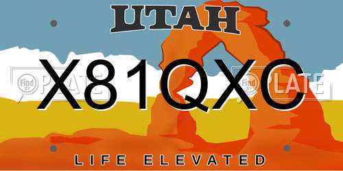 X81QXC Utah License Plate