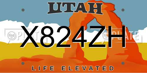 X824ZH Utah License Plate