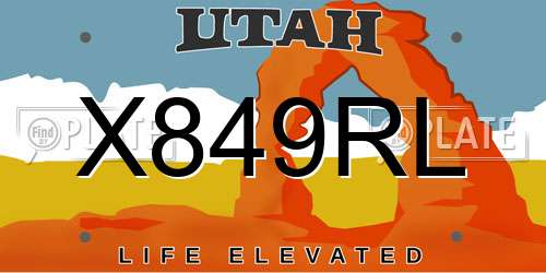 X849RL Utah License Plate
