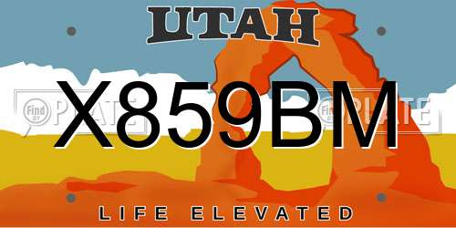 X859BM Utah License Plate
