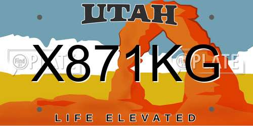 X871KG Utah License Plate