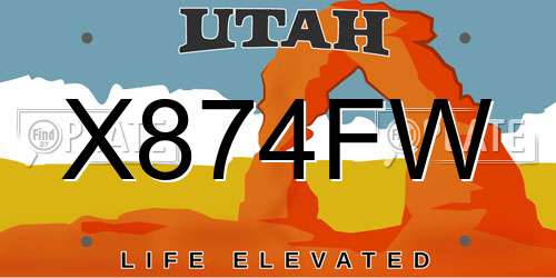 X874FW Utah License Plate