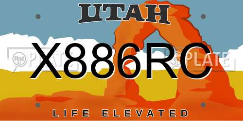 X886RC Utah License Plate