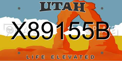 X89155B Utah License Plate